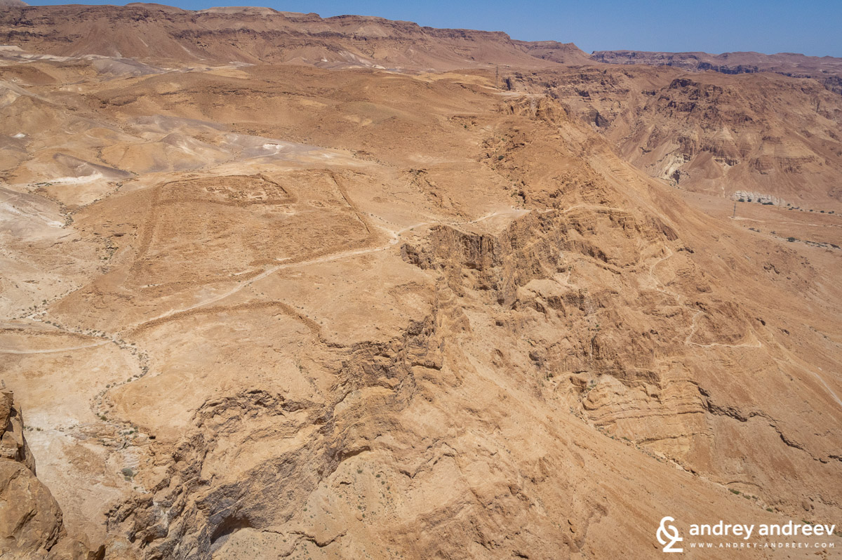 Outlines of a Roman camp near Masada fortress in Israel